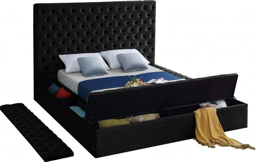 Bliss Velvet King Bed In Black - Blissblack - K | Meridian | Home Elegance USA