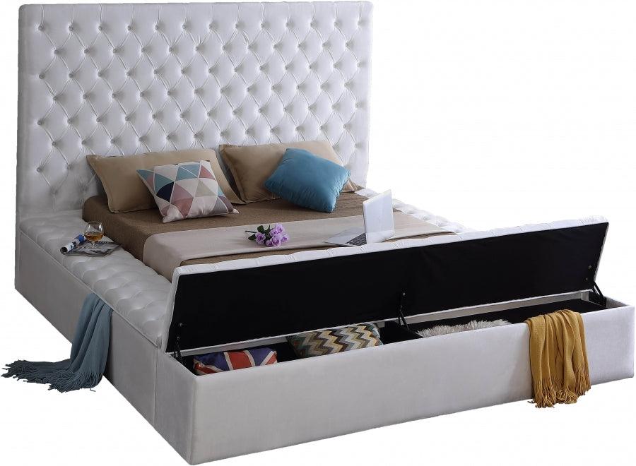 Bliss Velvet Queen Bed In White - Blisswhite - Q | Meridian | Home Elegance USA