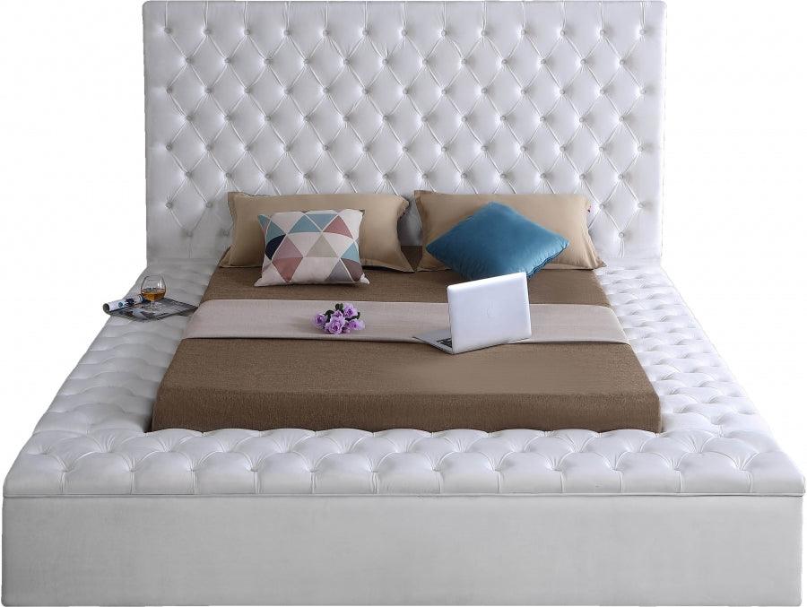 Bliss Velvet Queen Bed In White - Blisswhite - Q | Meridian | Home Elegance USA