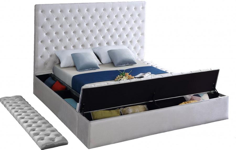 Bliss Velvet Queen Bed In White - Blisswhite - Q | Meridian | Home Elegance USA