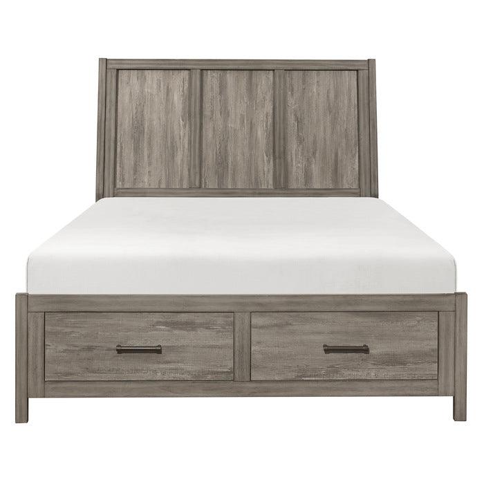 Bainbridge Queen Platform Bed With Footboard Storage In Weathered Gray 1526 - 1* | Homelegance | Home Elegance USA