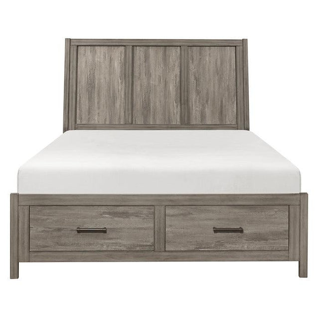 Bainbridge Queen Platform Bed With Footboard Storage In Weathered Gray 1526 - 1* | Homelegance | Home Elegance USA