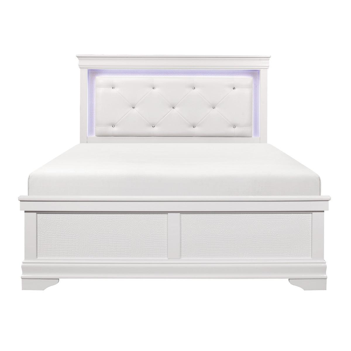 Homelegance - Lana Queen Bed With Led Lighting In White - 1556W-1*