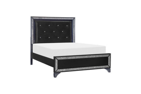 Homelegance - Salon Queen Bed In Pearl Black Metallic - 1572Bk-1Q