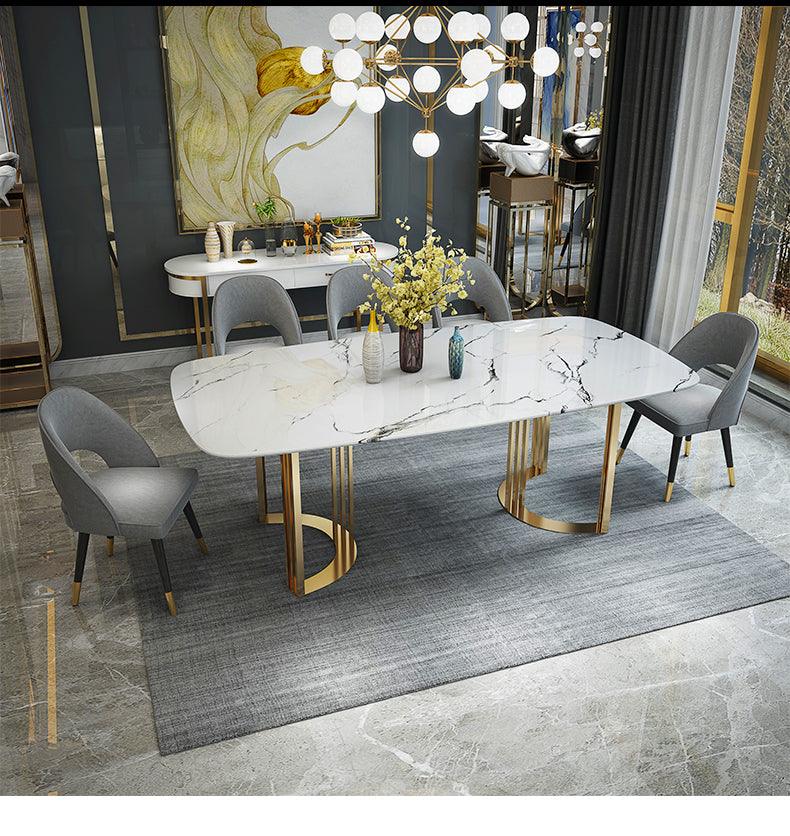 131 Silver Marble 3 Piece Dining Room Set W - 1Ext In Silver - 131Diningtabless - 3Set | ESF | Home Elegance USA