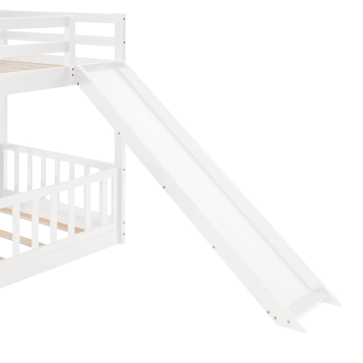 Twin Over Twin Bunk Bed with Slide and Ladder, White(Old SKU:LP000009AAK) - Home Elegance USA