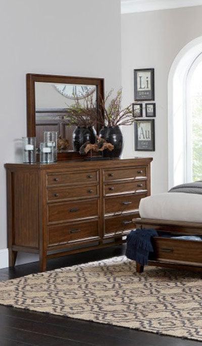 Homelegance - Frazier Park Dresser With Mirror In Brown Cherry - 1649-Dm