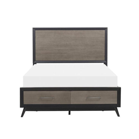 Homelegance - Raku Queen Platform Bed With Footboard Storage In Gray And Black - 1711-1*