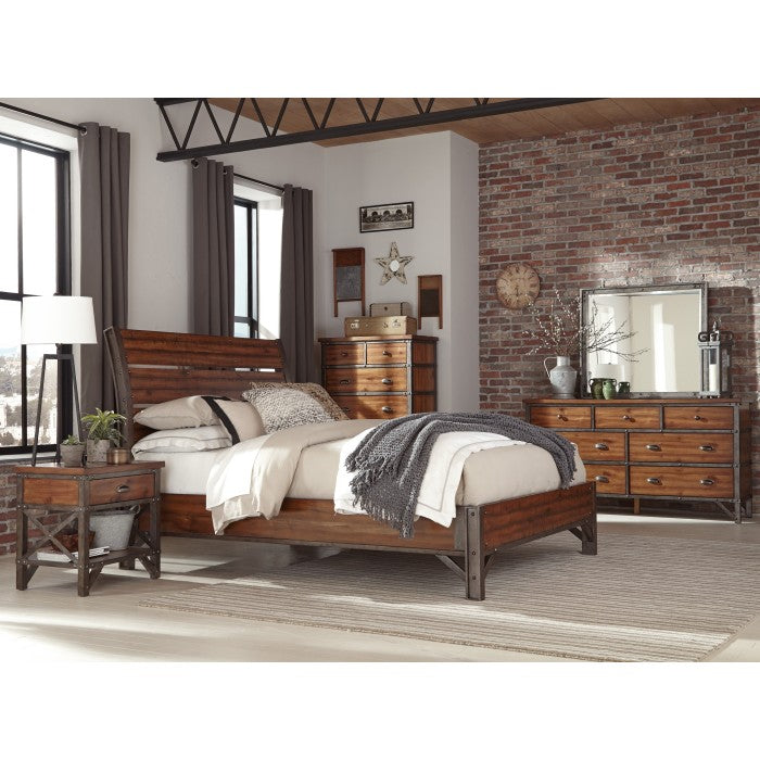 Homelegance - Holverson Brown Milk Crate 4 Piece Queen Sleigh Bedroom Set - 1715-1-4