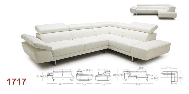 1717 Italian Leather Sectional In White | J&M | Home Elegance USA
