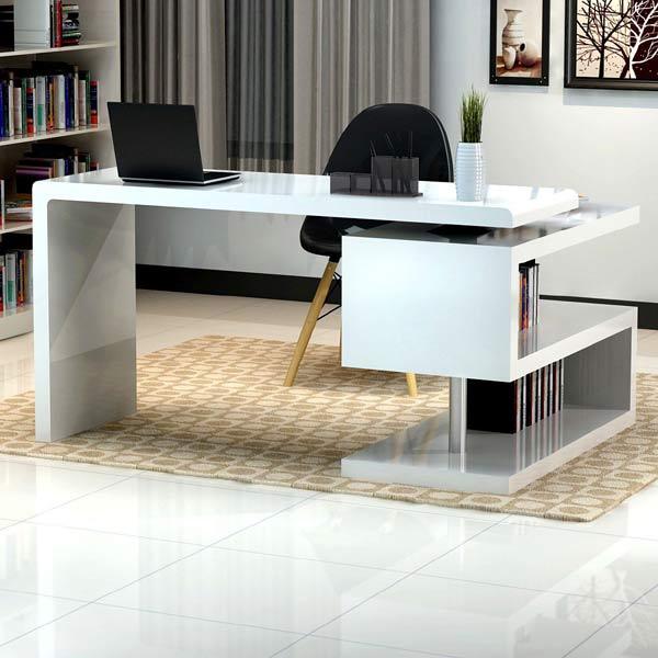 19" Modern Office Desk In White - 17914 | J&M | Home Elegance USA