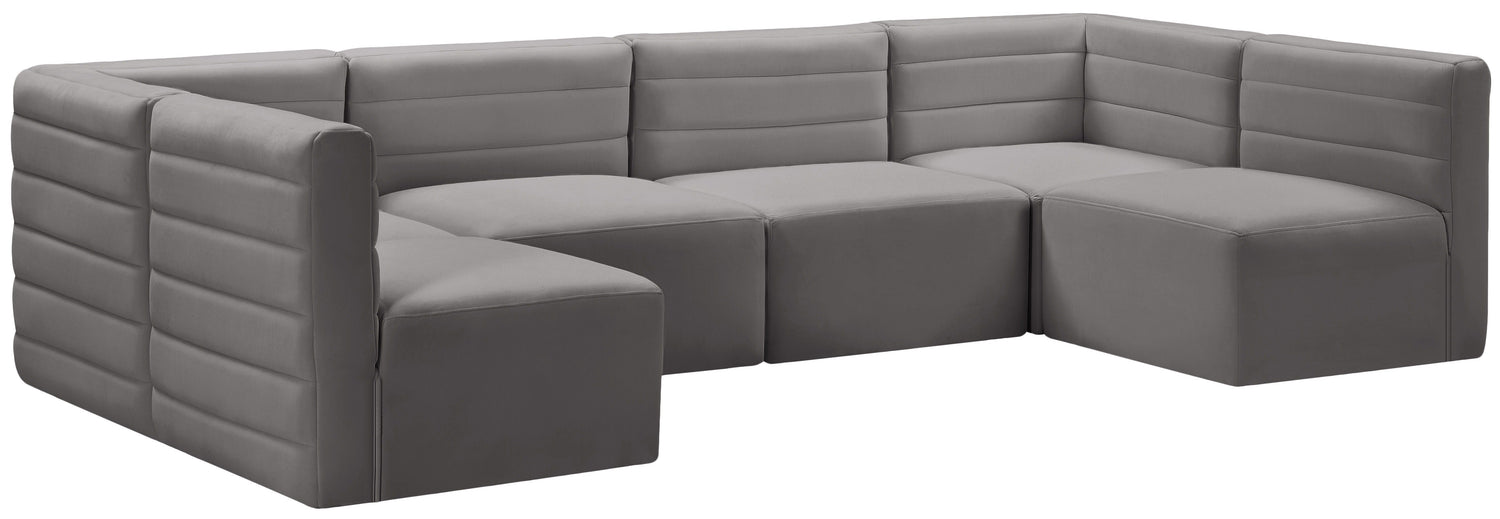 Quincy - Modular Sectional 6 Piece - Grey - Fabric - Home Elegance USA
