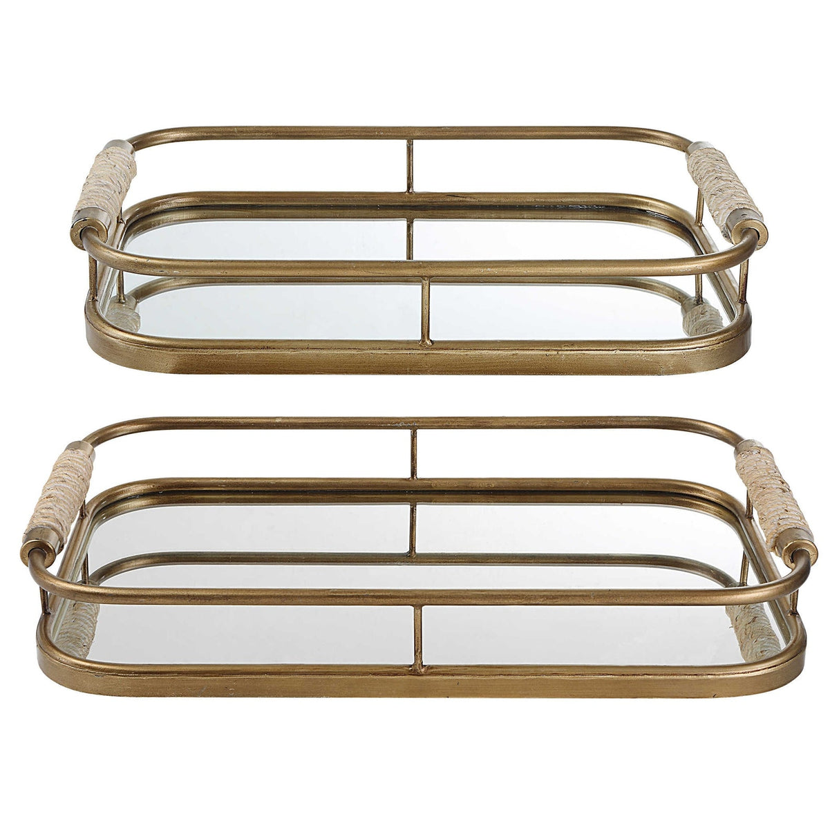 Uttermost Rosea Brushed Gold Trays - Set Of 2 - Home Elegance USA