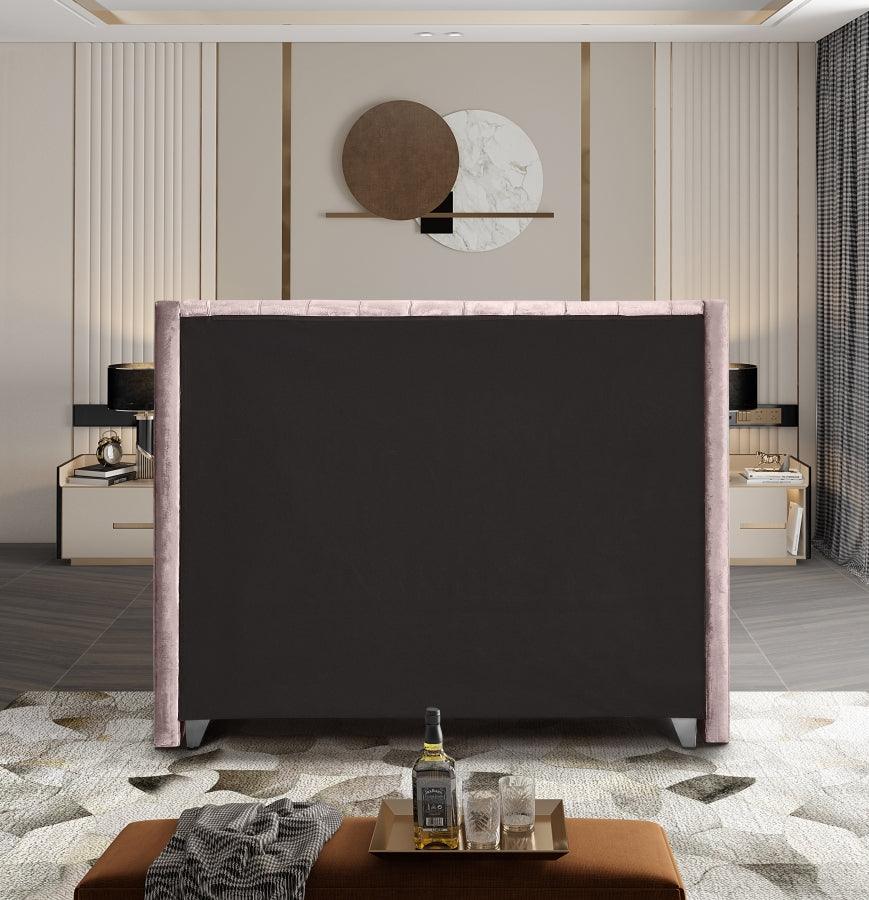 Aiden Velvet King Bed In Pink - Aidenpink - K | Meridian | Home Elegance USA