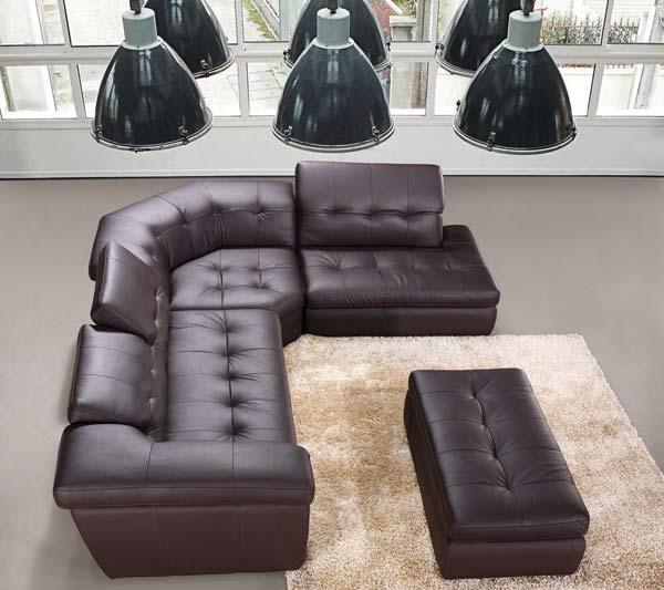 397 Italian Leather Ottoman In Chocolate Color - 175442911 - Ott | J&M | Home Elegance USA
