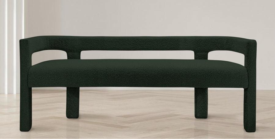 Athena Boucle Fabric Bench In Green - 865Green | Meridian | Home Elegance USA