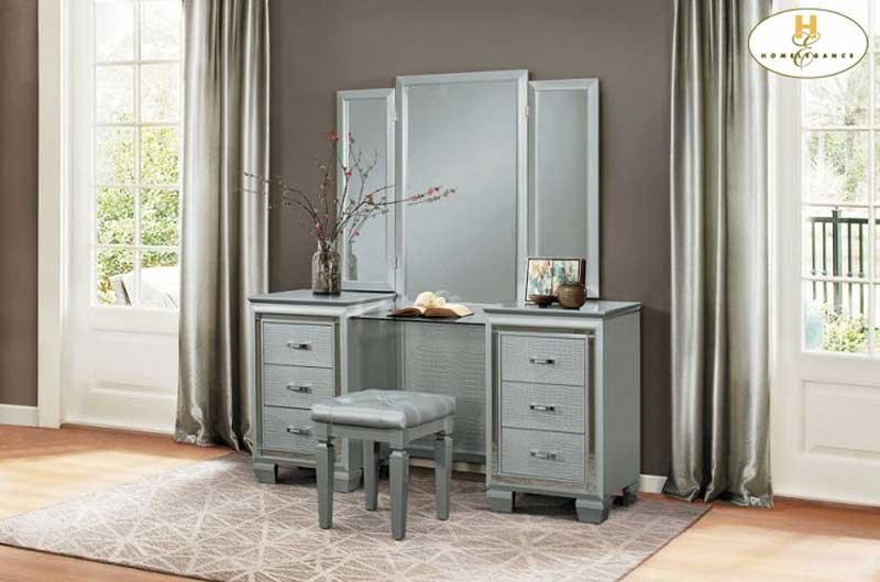Allura Vanity Dresser With Mirror And Stool In Silver 1916 - 15 - 14 | Homelegance | Home Elegance USA