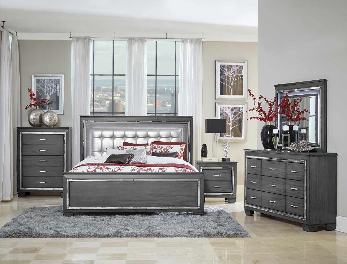 Allura 5 Piece Eastern King Bedroom Set In Grey 1916Kgy - 1Ek - 9 | Homelegance | Home Elegance USA