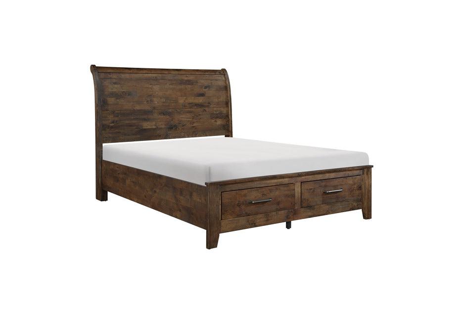 Homelegance - Jerrick Queen Sleigh Platform Bed With Footboard Storage In Burnished Brown - 1957-1*