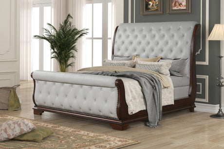 Montage Tufted Upholstery Queen Bed made with Wood in Walnut - Home Elegance USA