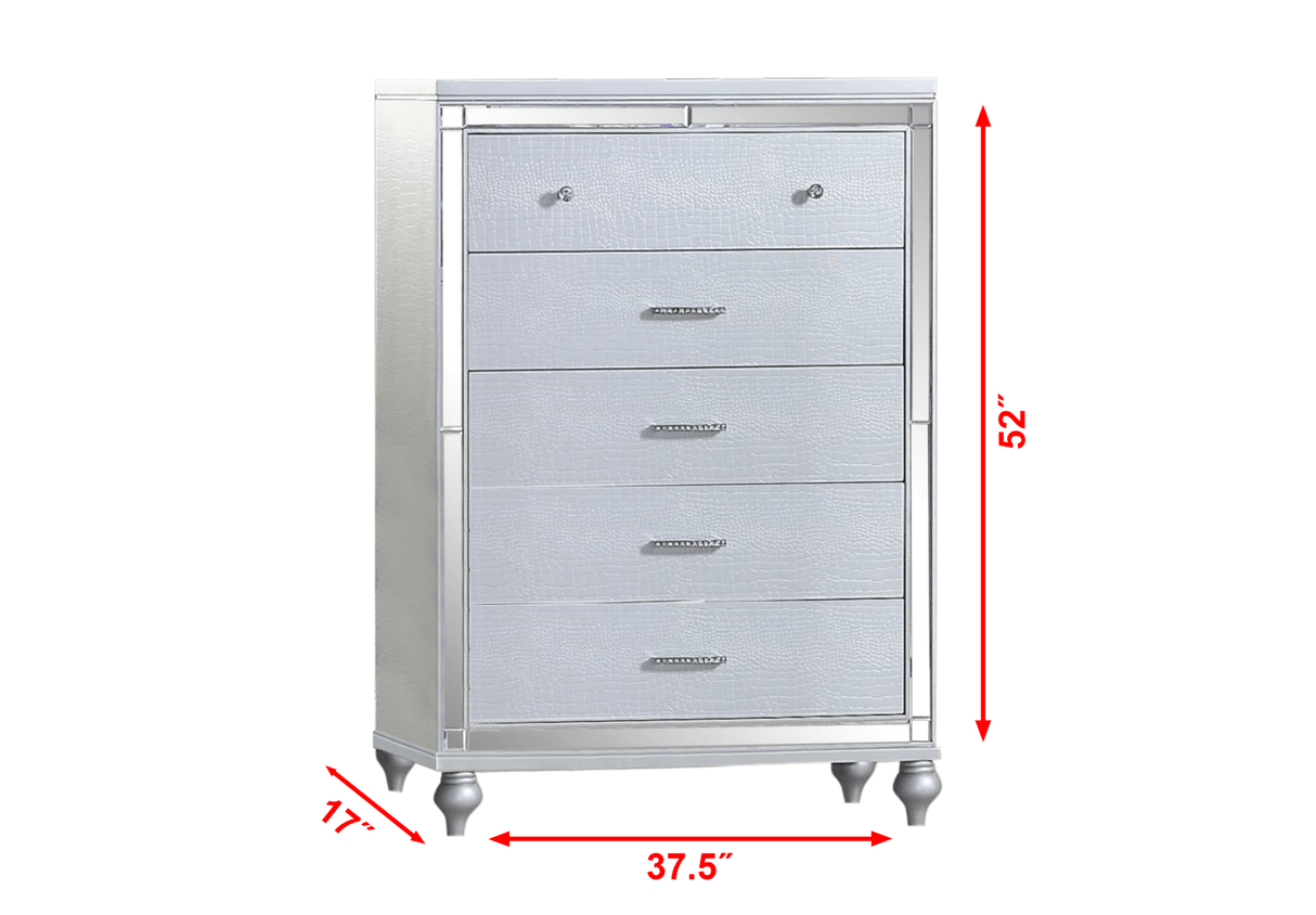 Sterling Mirror Framed Chest Made With Wood in White Color - Home Elegance USA
