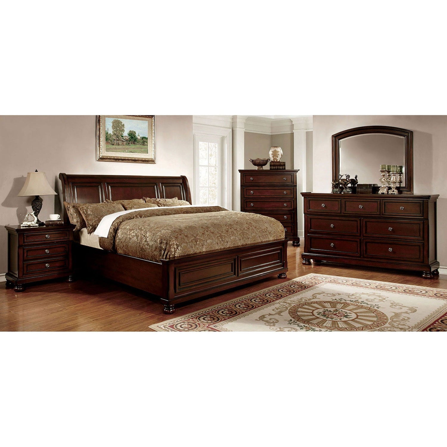 Northville - 5 Piece Queen Bedroom Set With Chest - Dark Cherry - Wood - Home Elegance USA