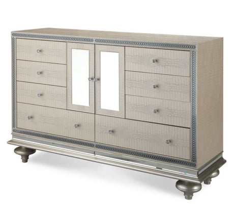 Aico Furniture - Hollywood Swank Upholstered Dresser In Crystal Croc - Nt03050-09