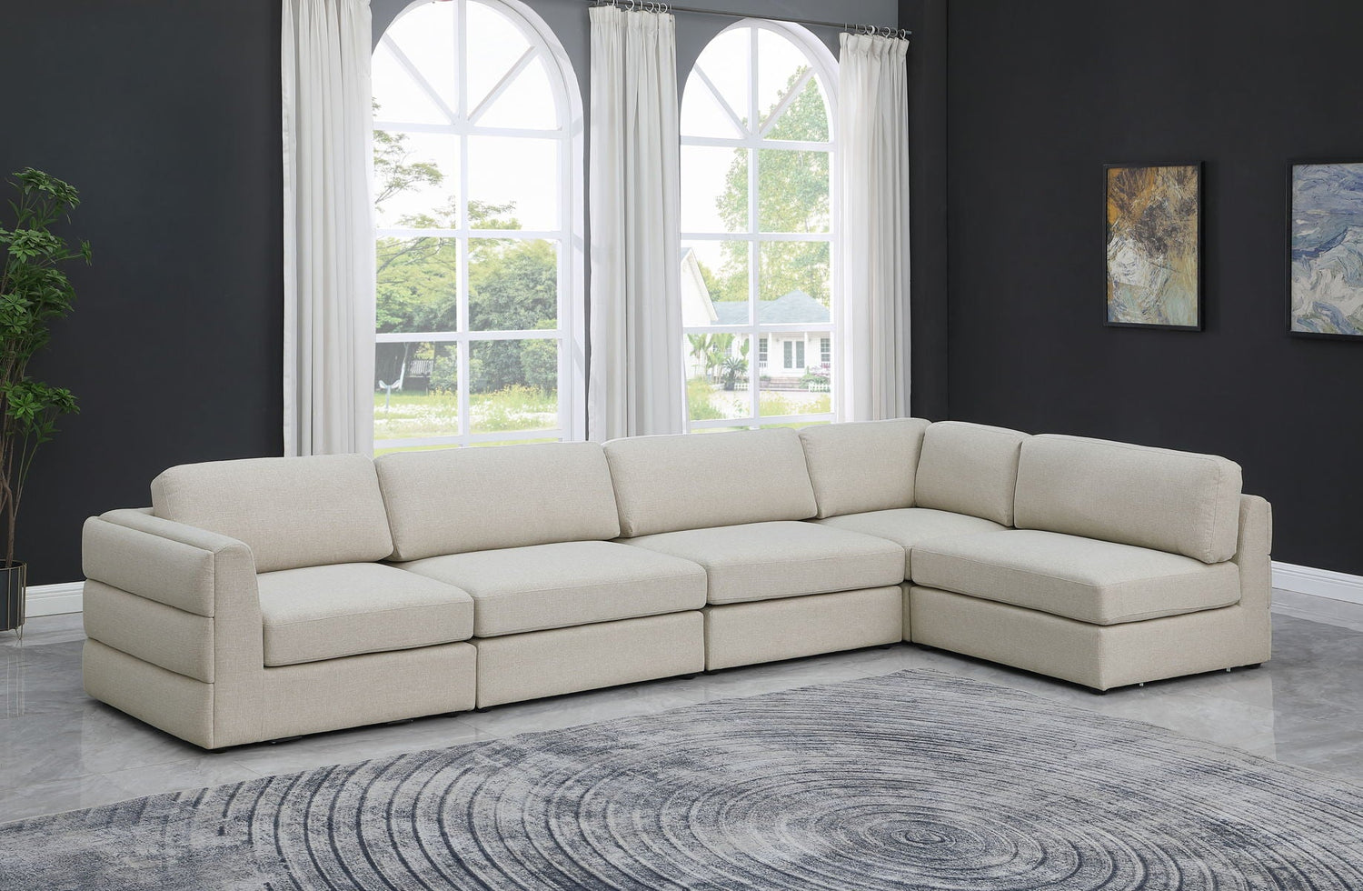 Beckham - Modular Sectional 5 Piece - Beige | Home Elegance USA