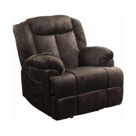 Coaster Furniture - Chocolate Upholstered Power Lift Recliner Weight Capacity 375 Lbs - 600173
