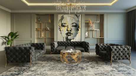 Vig Furniture Divani Casa Sheila - Modern Dark Grey Fabric Sofa Set