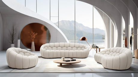 Vig Furniture Divani Casa Yolonda - Modern Curved Beige Fabric Sofa Set