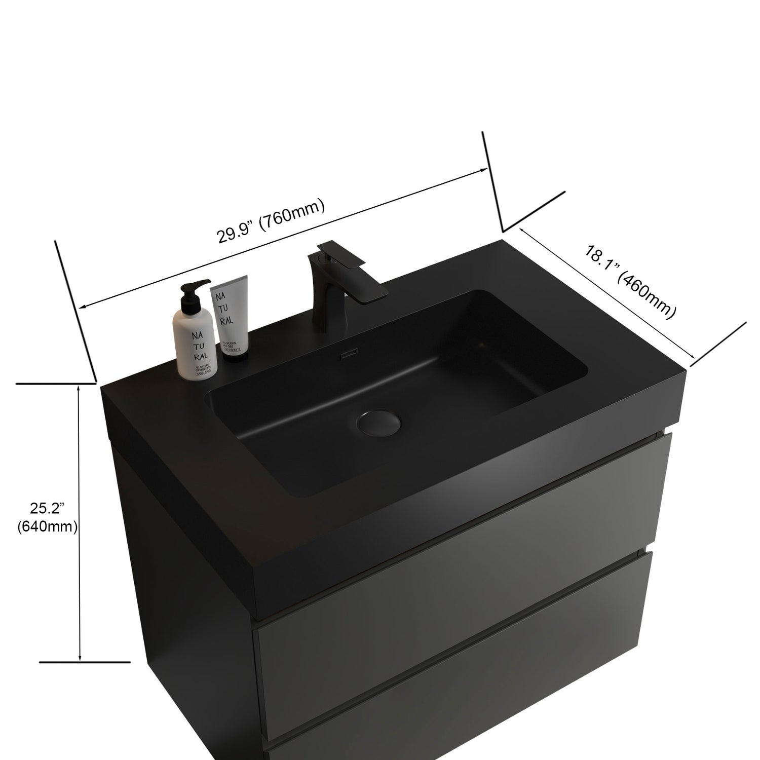 Alice 30" Gray Bathroom Vanity with Sink, Large Storage Wall Mounted Floating Bathroom Vanity for Modern Bathroom, One - Piece Black Sink Basin without Drain and Faucet | Home Elegance USA