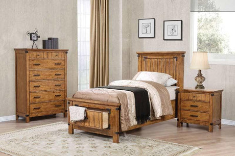 Coaster Furniture - Brenner Rustic Honey 3 Piece Twin Panel Storage Bedroom Set - 205260T-3Set
