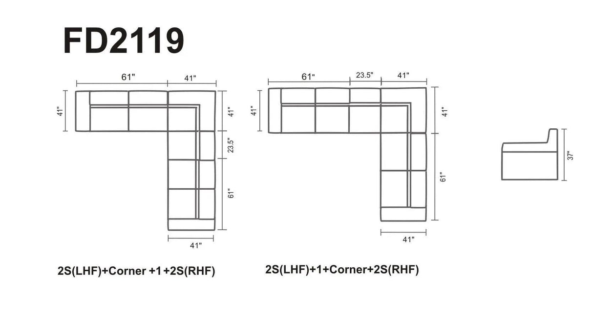 2119 Modern Italian Leather Sectional | ESF | Home Elegance USA