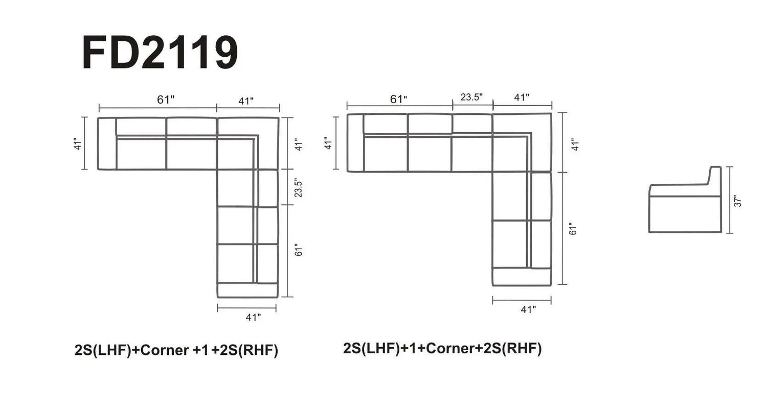 2119 Modern Italian Leather Sectional | ESF | Home Elegance USA