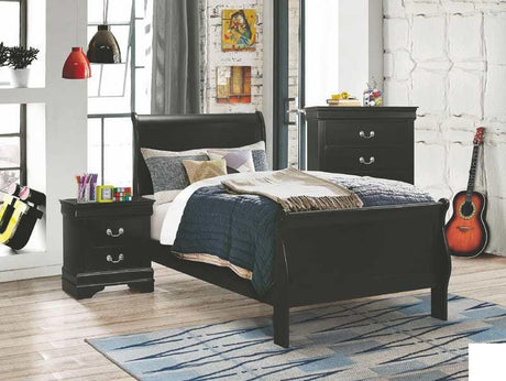 Coaster Furniture - Louis Philippe 3 Piece Black Youth Sleigh Bedroom Set - 212411T-S3