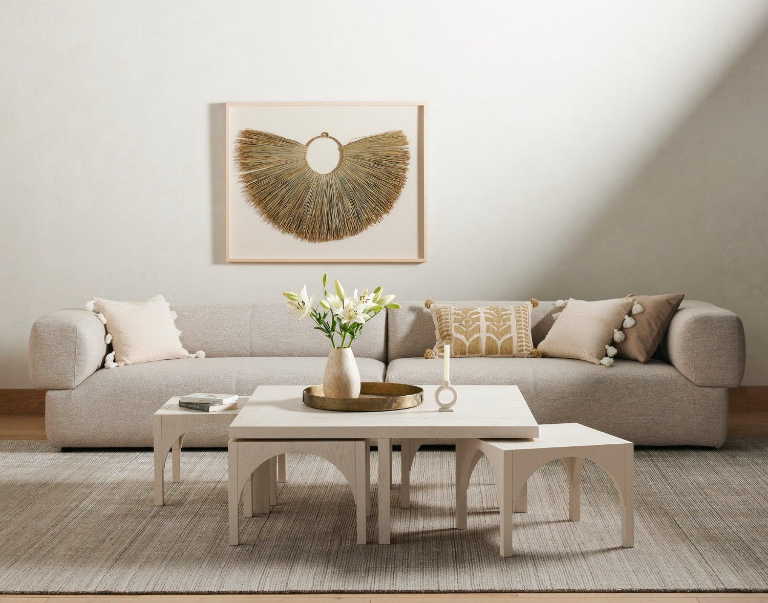 Four Hands Amara Coffee Table With Nesting Arch Seats