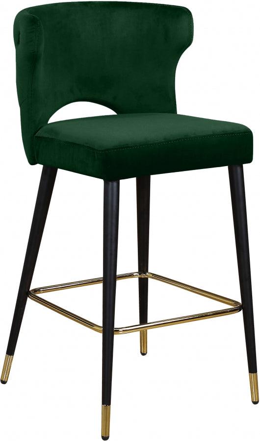 Meridian Furniture - Kelly Velvet Counter Stool Set Of 2 In Green - 791Green-C