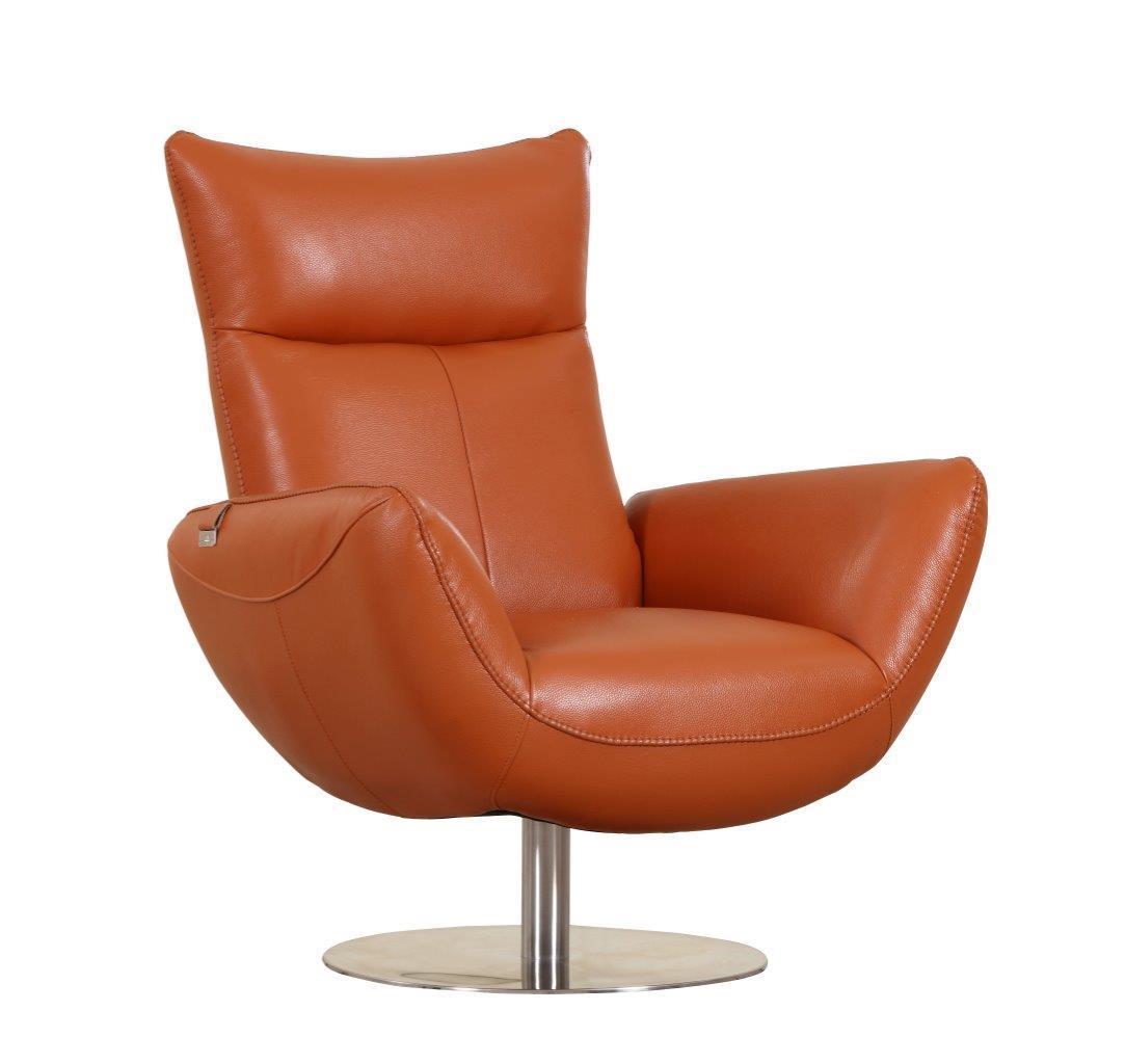 Global United 22" Modern Genuine Italian Leather Lounge Chair Home Elegance USA