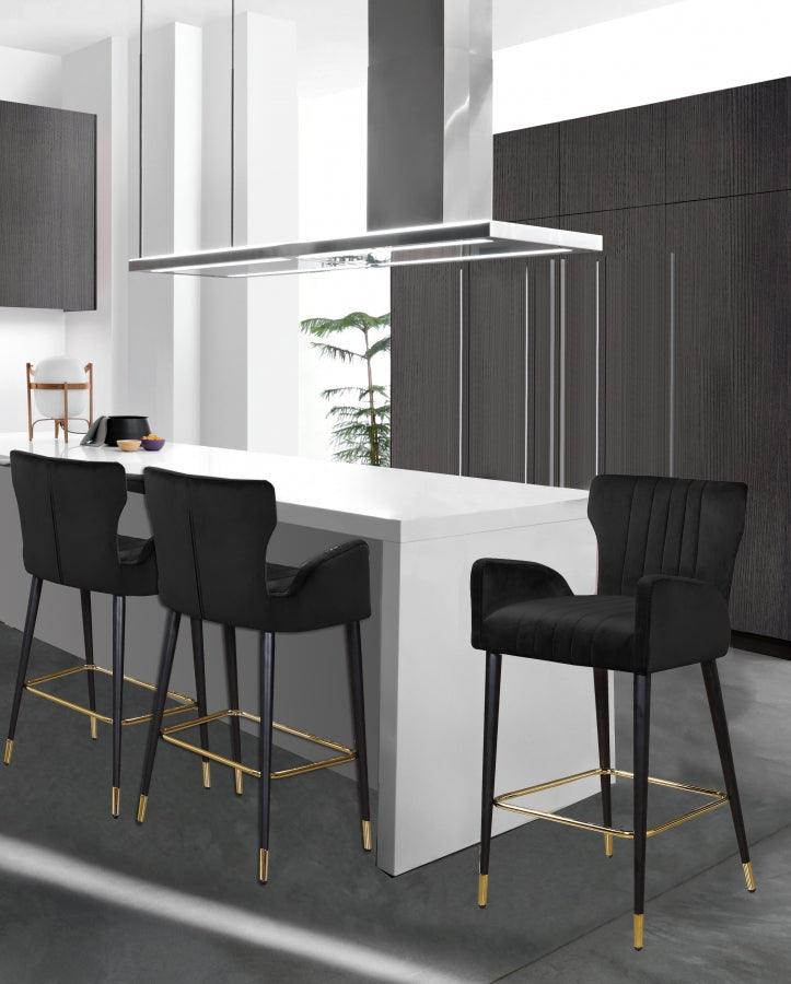 Meridian Furniture - Luxe Velvet Counter Stool Set Of 2 In Black - 792Black-C