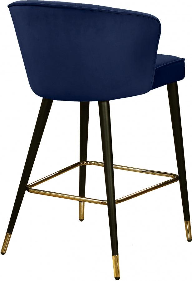 Cassie Velvet Counter Stool Set Of 2 In Navy - 793Navy - C | Meridian | Home Elegance USA