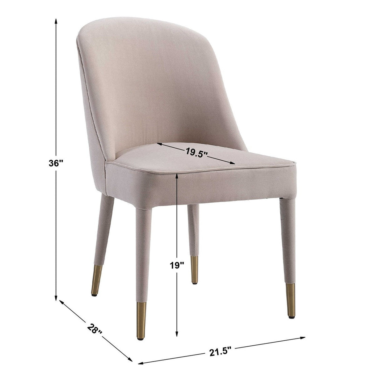 Brie Armless Chair, Champagne Set Of 2 | Uttermost | Home Elegance USA