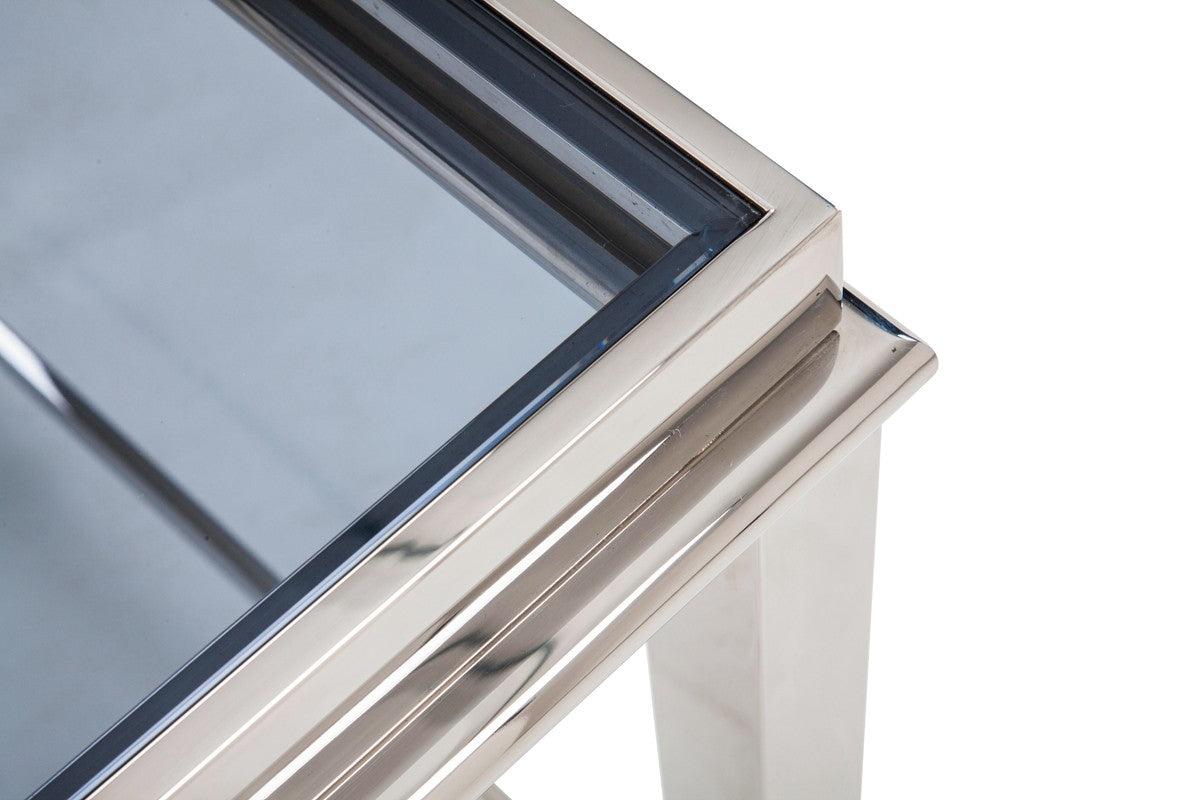 Vig Furniture - Modrest Agar Modern Glass & Stainless Steel End Table - Vghb235B