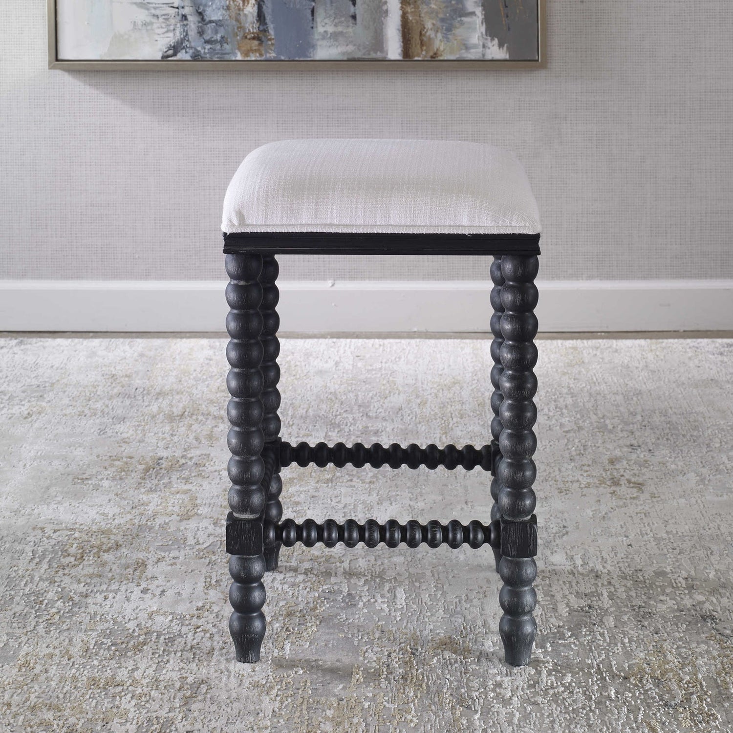 Uttermost Pryce Black Backless Counter Stool - Home Elegance USA