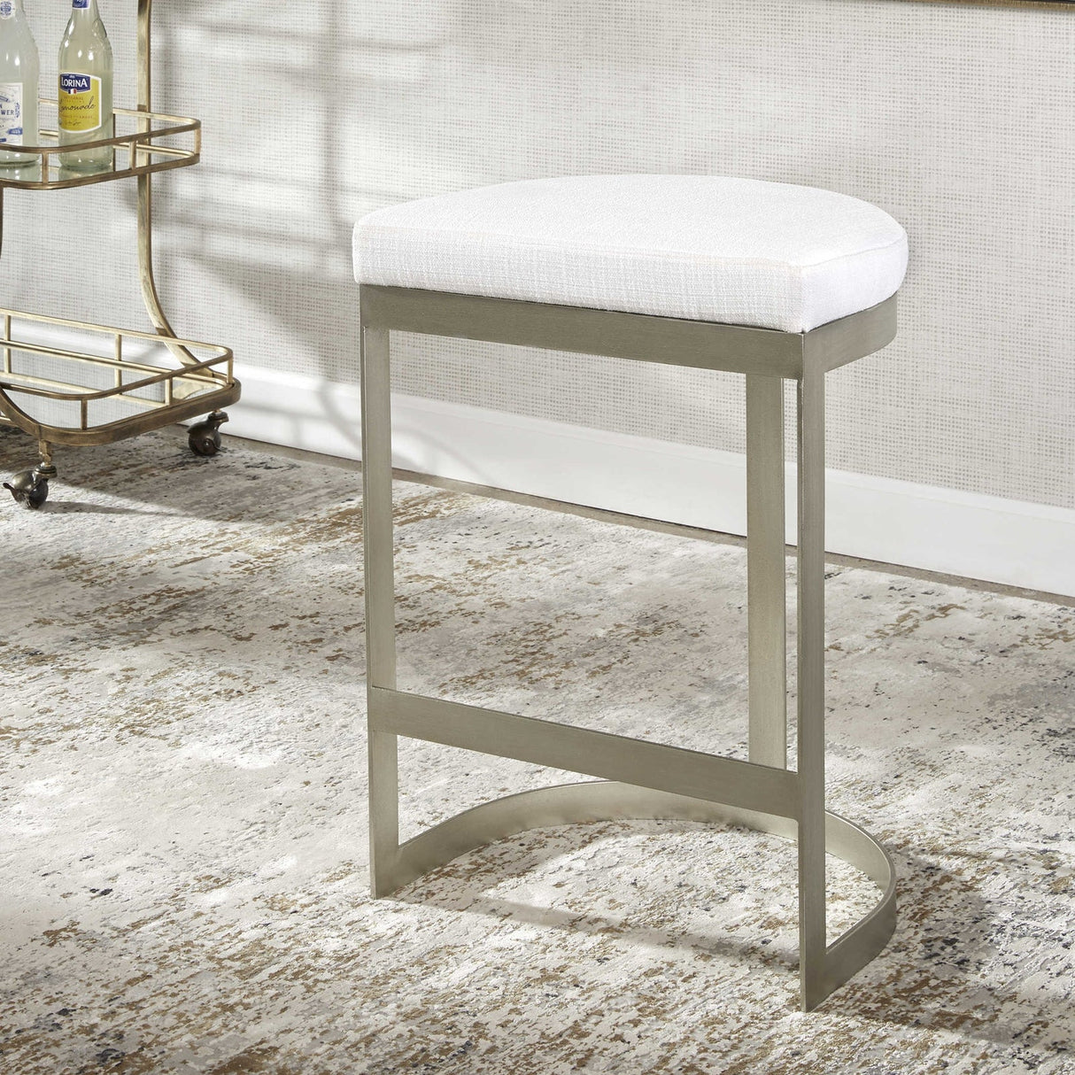Uttermost Ivanna Backless Silver Counter Stool - Home Elegance USA