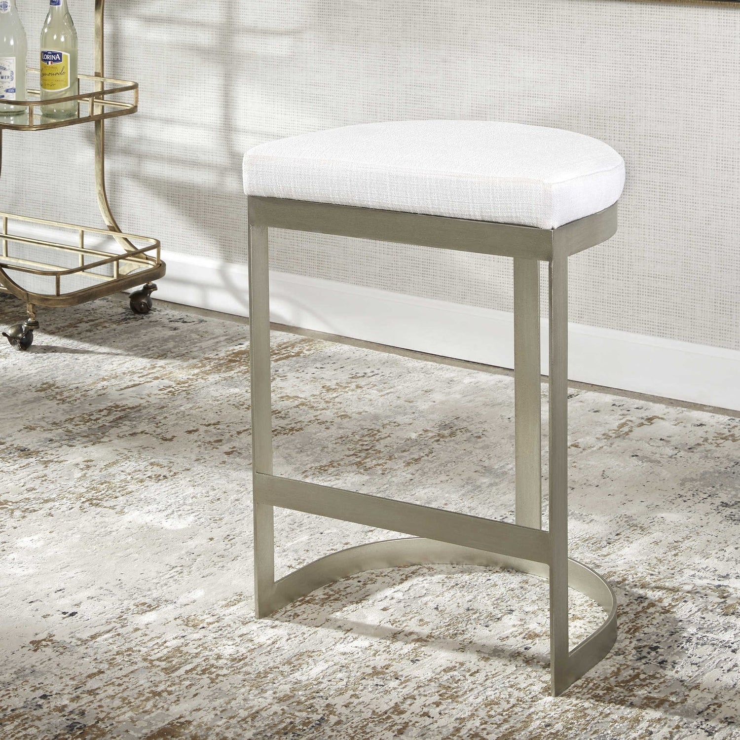 Uttermost Ivanna Backless Silver Counter Stool - Home Elegance USA