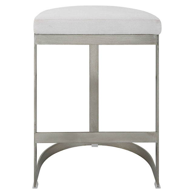 Uttermost Ivanna Backless Silver Counter Stool - Home Elegance USA