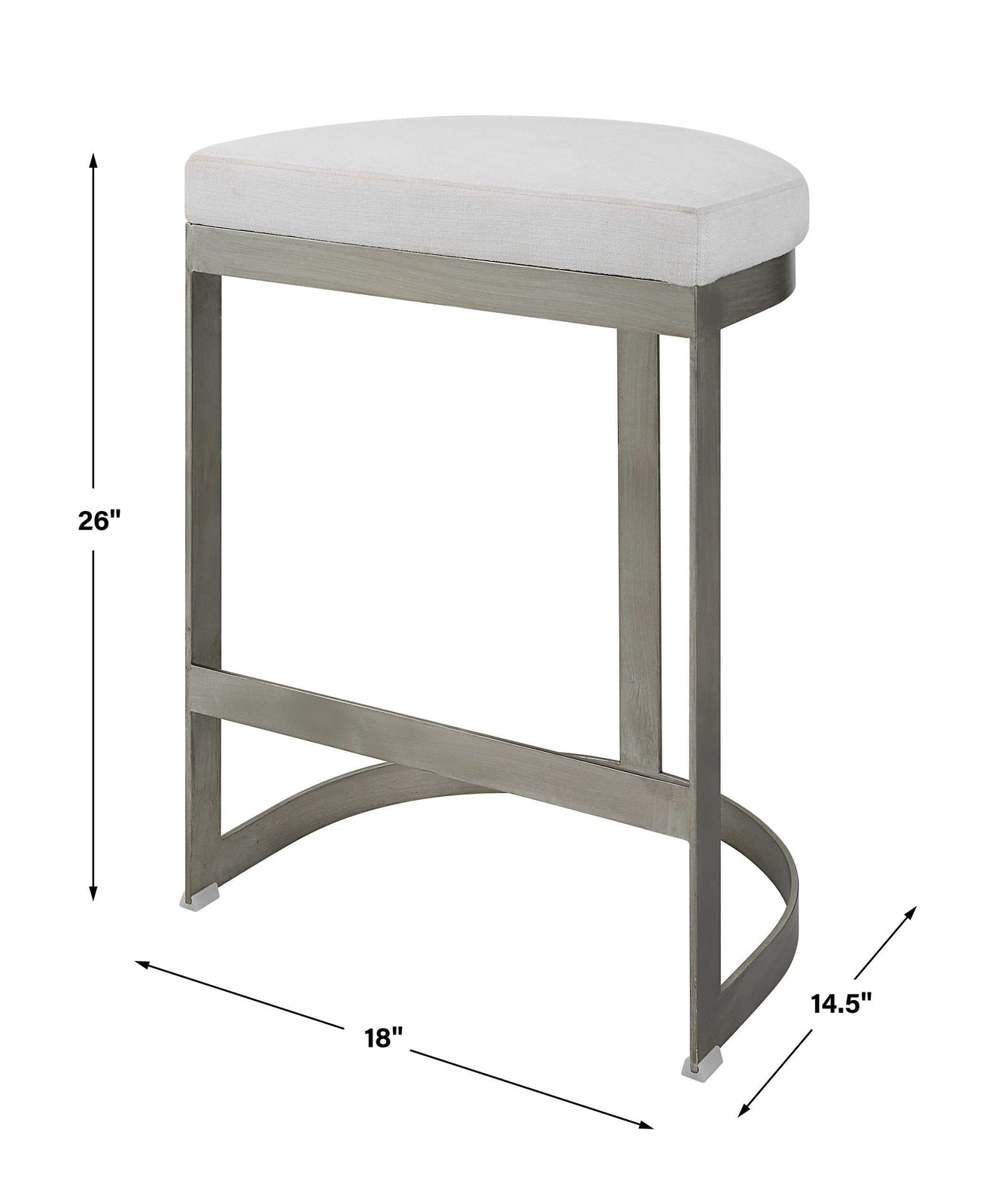 Uttermost Ivanna Backless Silver Counter Stool - Home Elegance USA