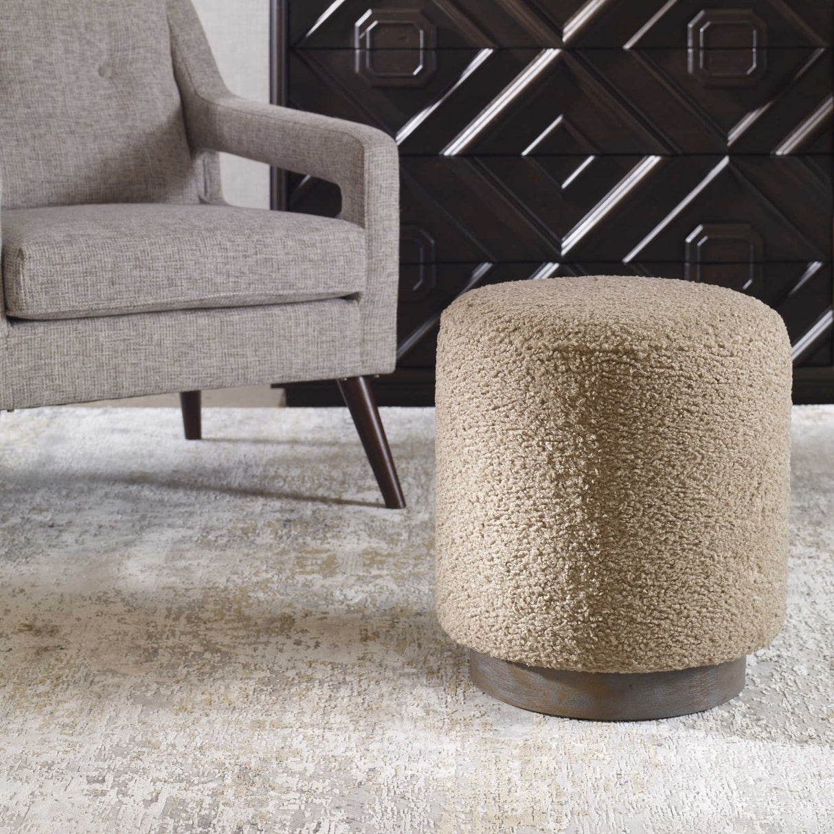 Avila Latte Round Ottoman | Uttermost | Home Elegance USA