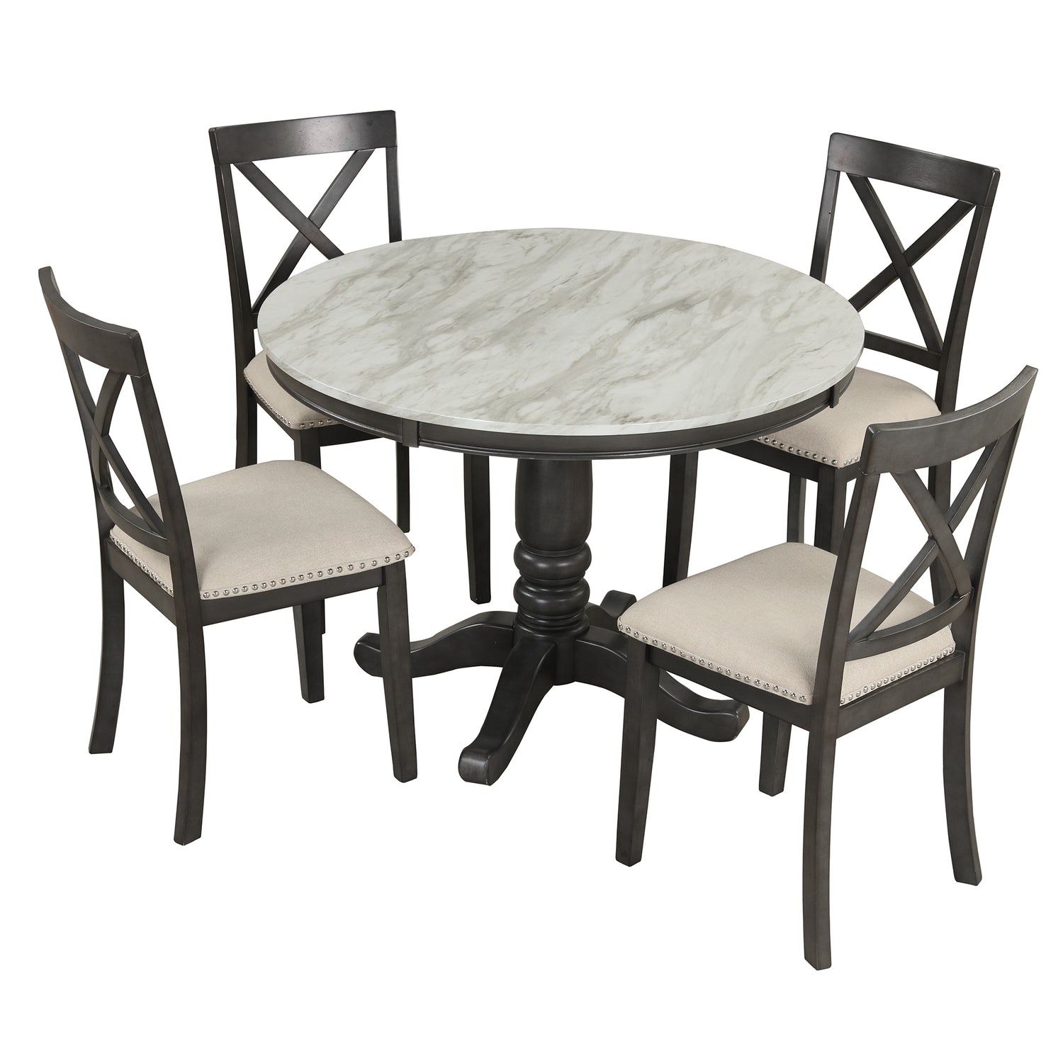 Orisfur. 5 Pieces Dining Table and Chairs Set for 4 Persons, Kitchen Room Solid Wood Table with 4 Chairs - Home Elegance USA